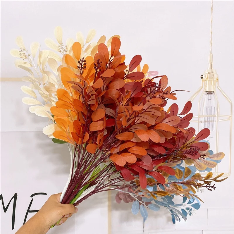 

45cm High Quality Artificial Flowers 5 Forks of Jujube Leaves,newyear Home Vase Decoration,garden Landscaping Flower Arrangement