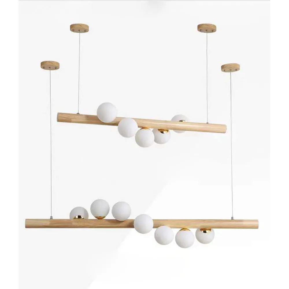 

Modern Linear Pendant Light Vertical Wood Pendant Light Globe Spiral Pendant Light 5-Light