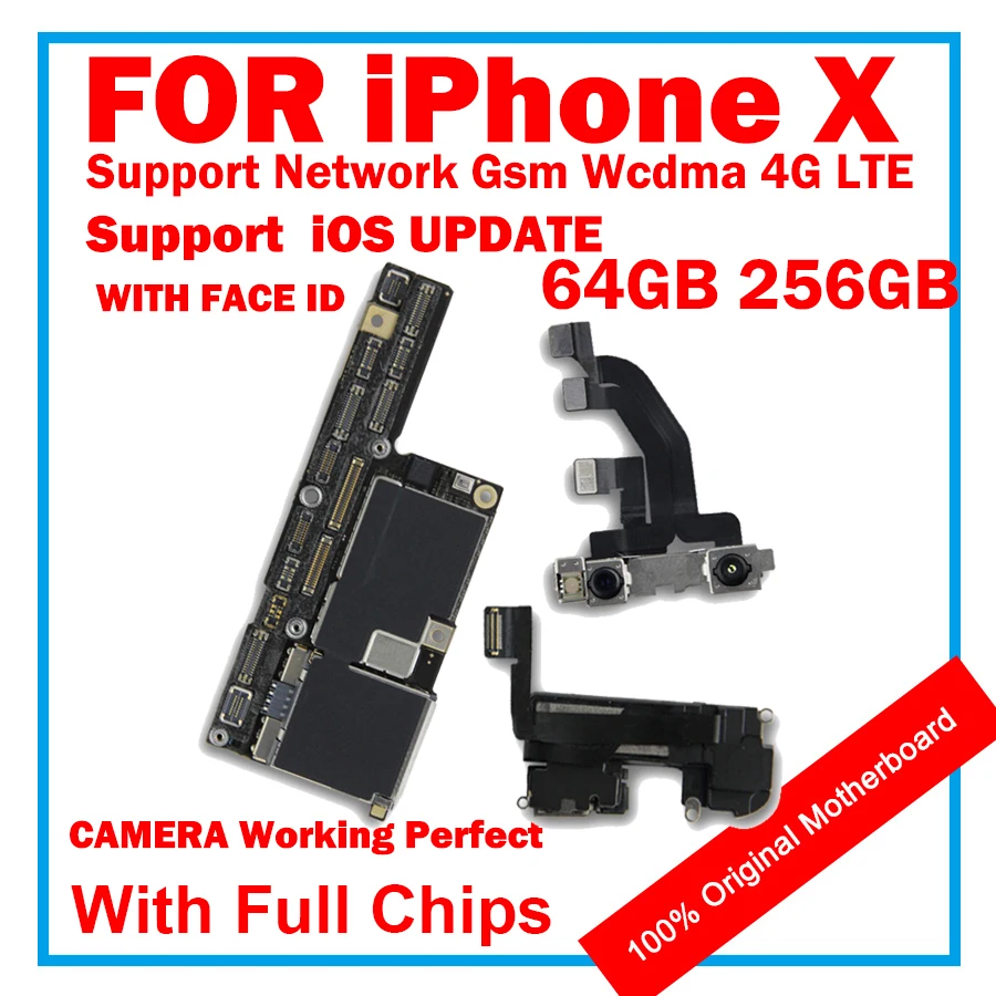 100% оригинальная материнская плата для iPhone X Заводская разблокированная с/без Face ID