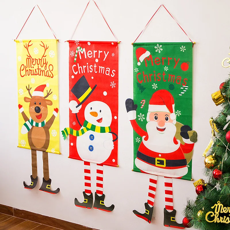 

Merry Christmas Porch Door Banner Hanging Ornaments Christmas Decoration For Home Door Wall Xmas Navidad Happy New Year 2022 1pc