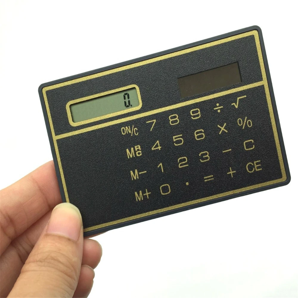 

1 Mini Calculator Ultra-Thin Credit Card Size 8-Digit Portable Solar Pocket Calculator Office School Supplies