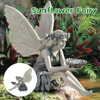 the sunflower fairy statue beautiful angel sculpture realistic figure ornament stone garden yard art outdoors indoor decoration