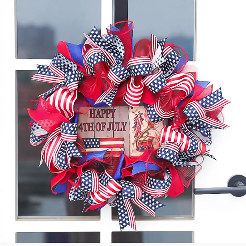 

Garland Decorations Hanging Round Garlands Independence Day Wreath Porch Outdoor Front Wood Beautiful Ornaments Wreaths