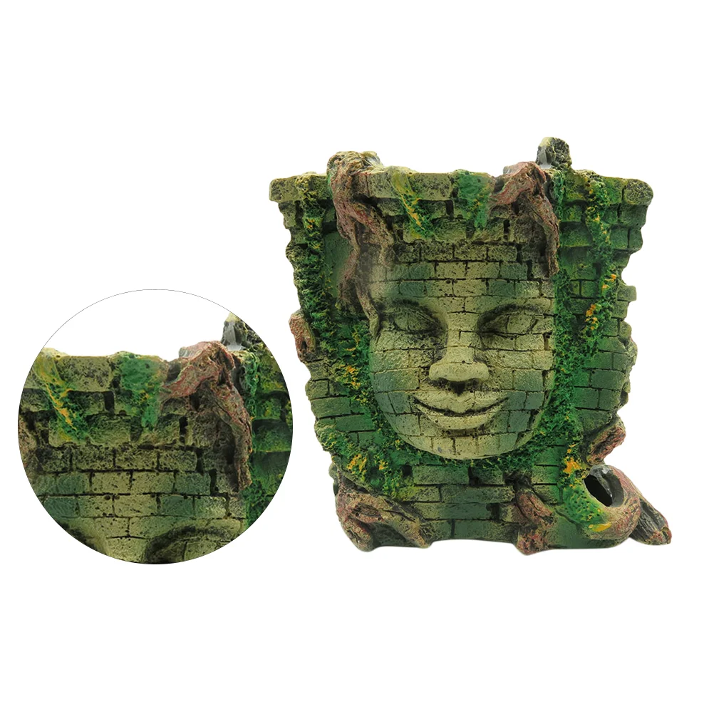 

1pc Resin Aquarium Crafts Adornment Simulated Retro Human Face Wall Landscape Ornament