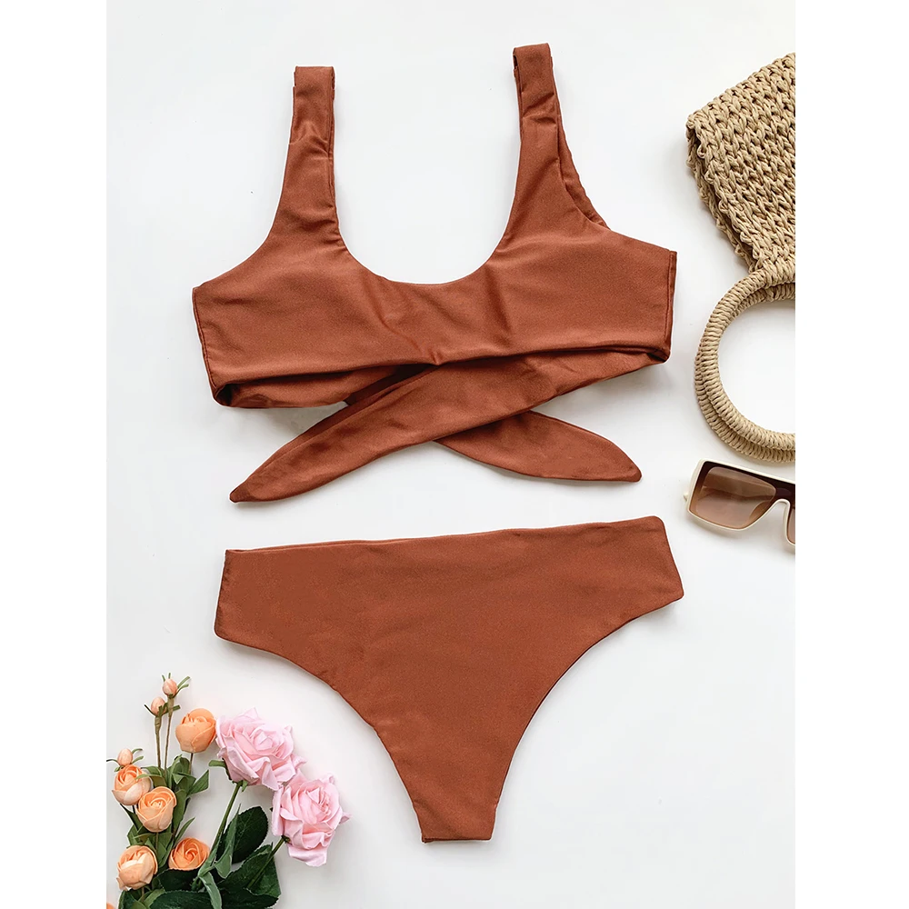 Комплект бикини со средней талией новинка 2021 пикантная одежда для плавания с