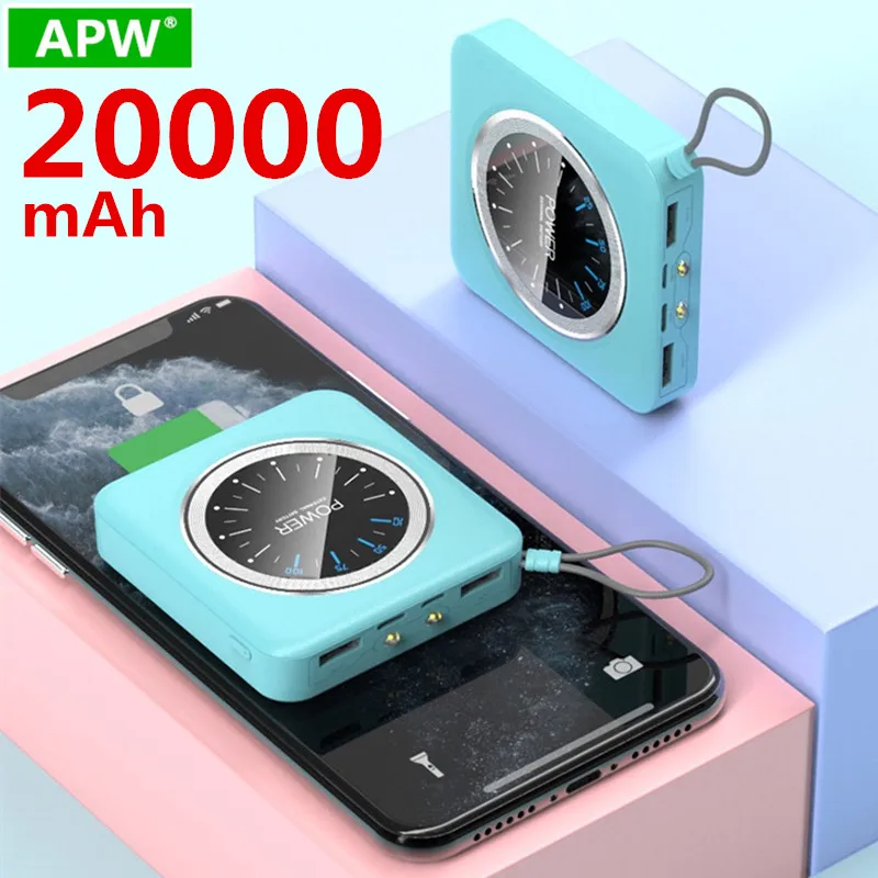New Mini Power Bank 20000mAh Mobile Phone Large Capacity Slim Portable Charger Dual USB Digital Display External Battery Pack | Мобильные