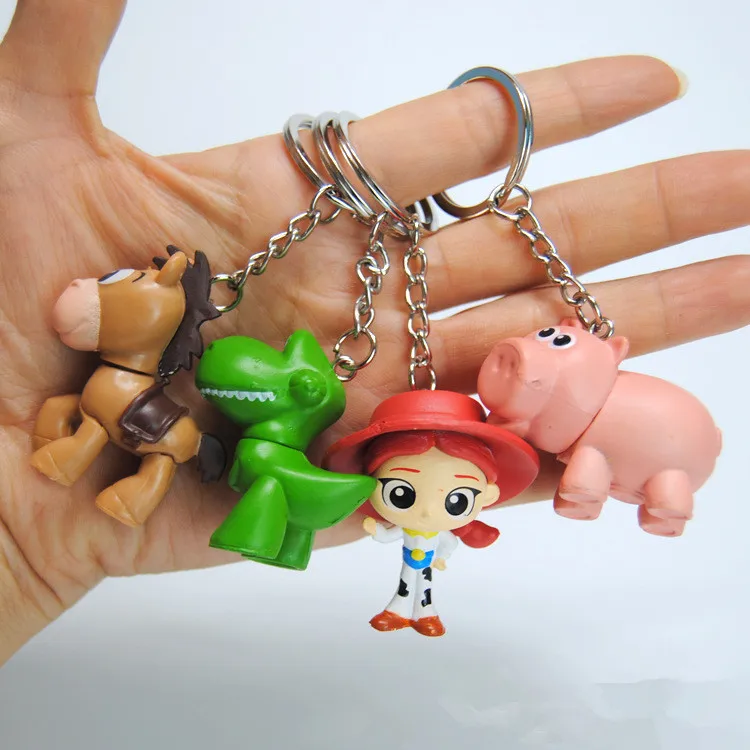 4pcs keyring B Новинка 7 шт. Высокое качество История Игрушек 4 Базз Лайтер форки Вуди из мультфильма Джесси фигурка Коллекционная кукла игрушки для детей - Цвет: 4pcs keyring B