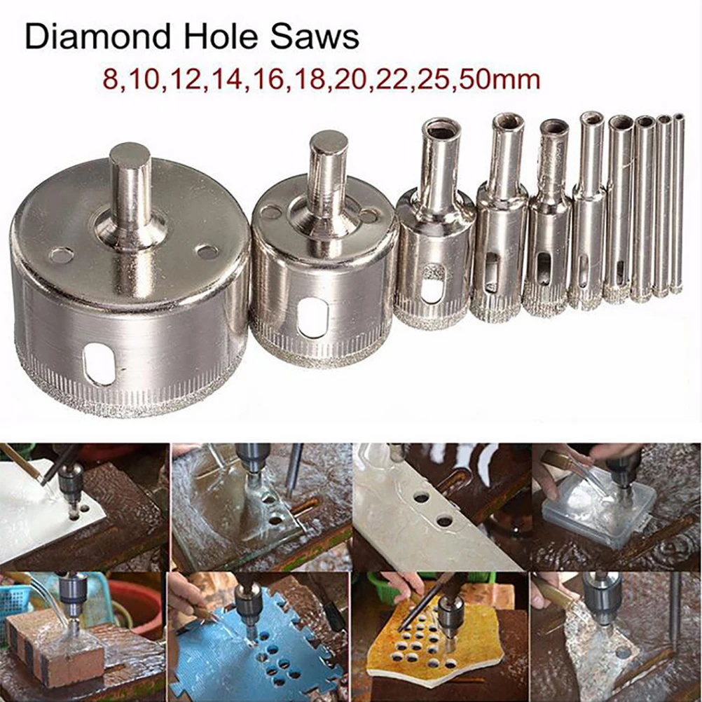 

10Pcs Diamond Drill Bits Hole Saw Diamond Drill Bit Hollow Core Drill Bit Set For Glass Ceramic Tile Drill Bit For Ceramic Glass