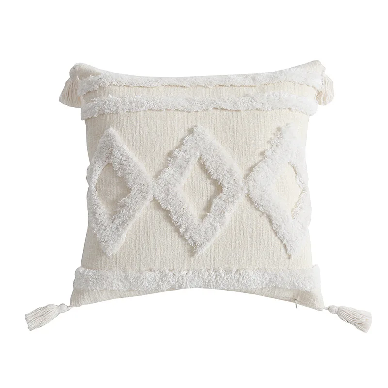 

2021NEW Tufted Cushion Cover with Tassels Boho Handmade Pillowcase Moroccan Style Decorative Pillow Covers for Home