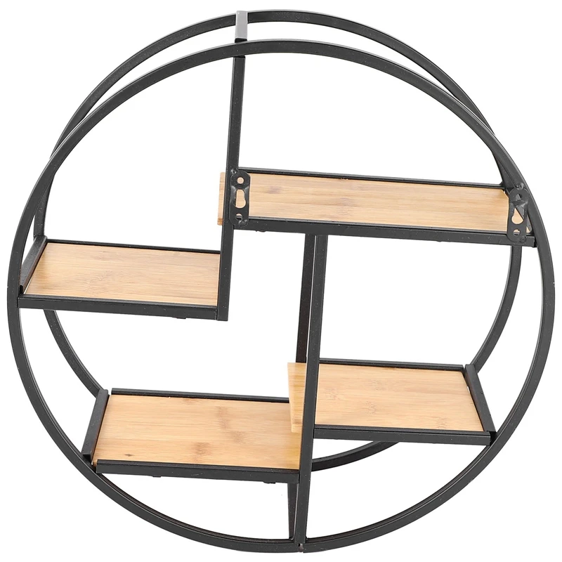 

Wall Mounted Iron Shelf Round Rack Wall Storage Holder For Pantry Living Room Bedroom Kitchen
