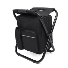 Folding Outdoor Camping Stool Portable Backpack Chair Stool with Insulated Cooler Bag for Fishing Hiking Beach Picnic 150kg
