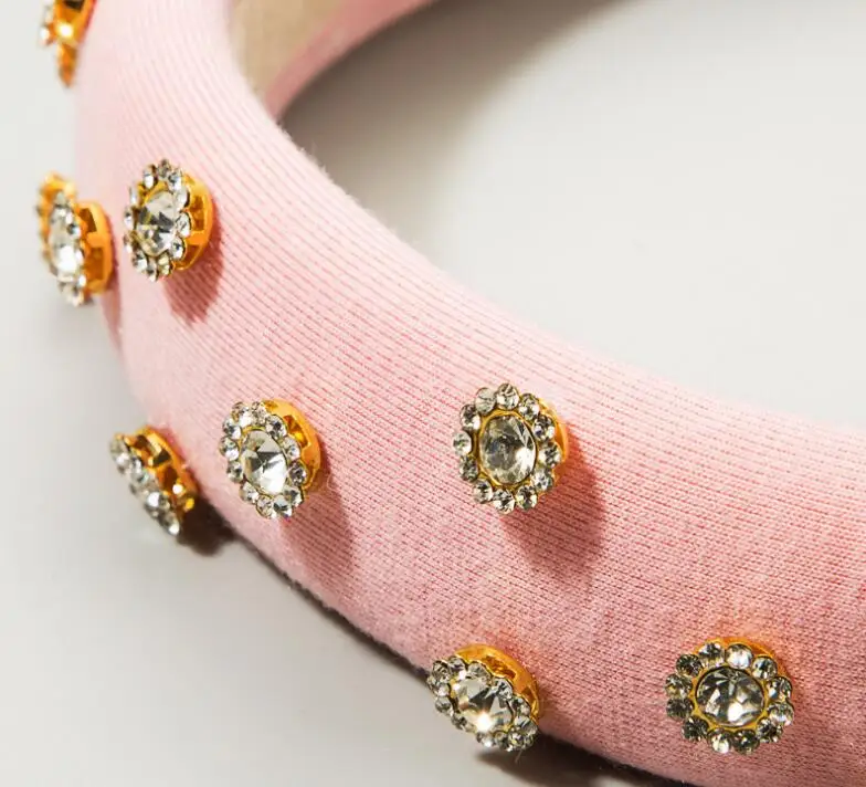 

Fashion women thin sponge hairbands new shiny rhinestone color catwalk fabric hair hoop