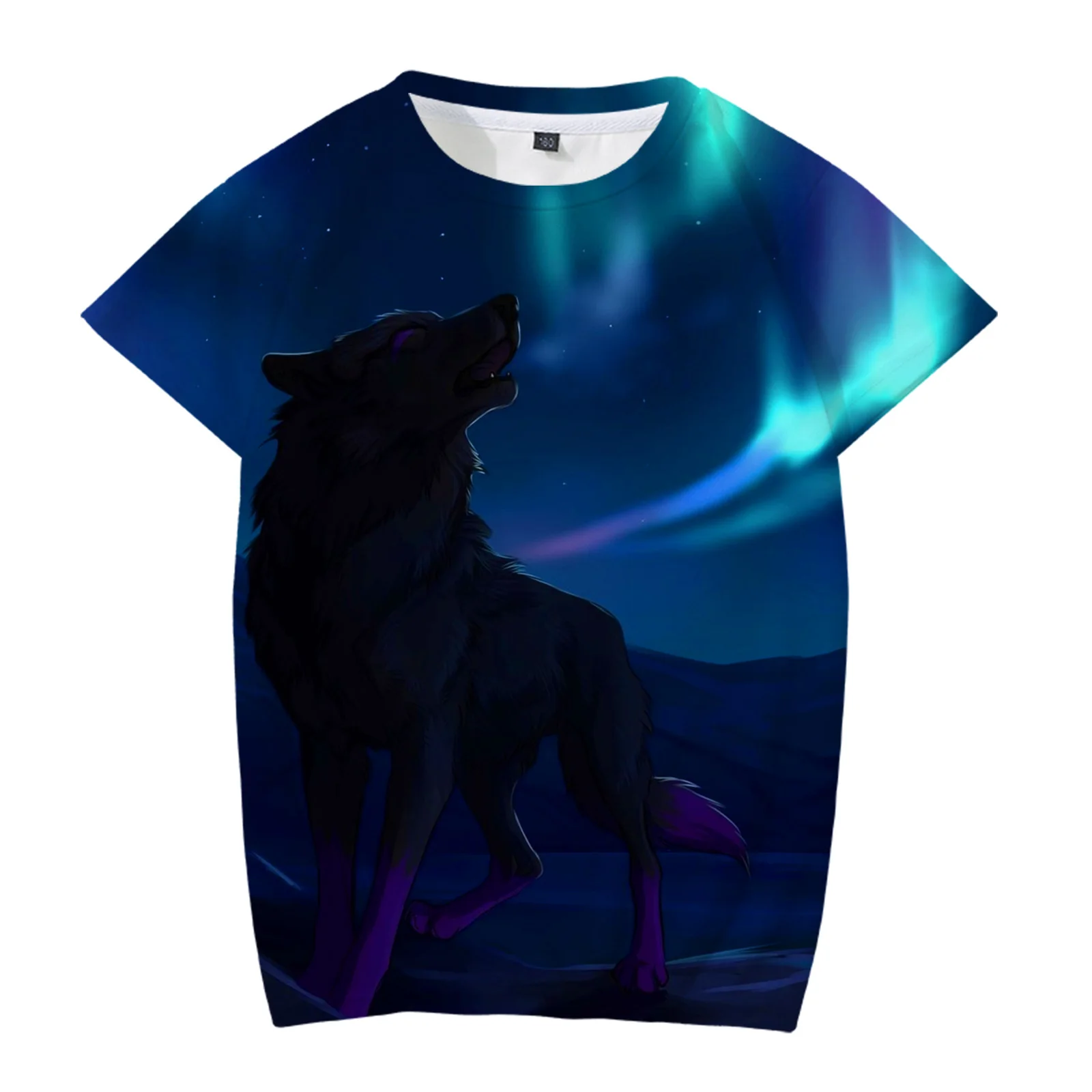

Boys And Girls 3d Printed Short-sleeved T-shirt Casual Animal Lone Wolf Fashion Loose Casual T-shirt Summer Short Sleeve 4-12 Y