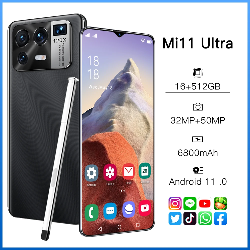 Mi-tel&eacute;fono inteligente Mi 11 Ultra, dispositivo con pantalla HD de 6,7 pulgadas, 6800mAh, 16 + 512GB, Android 10, desbloqueado, 5G, compatible con GPS de Google-2