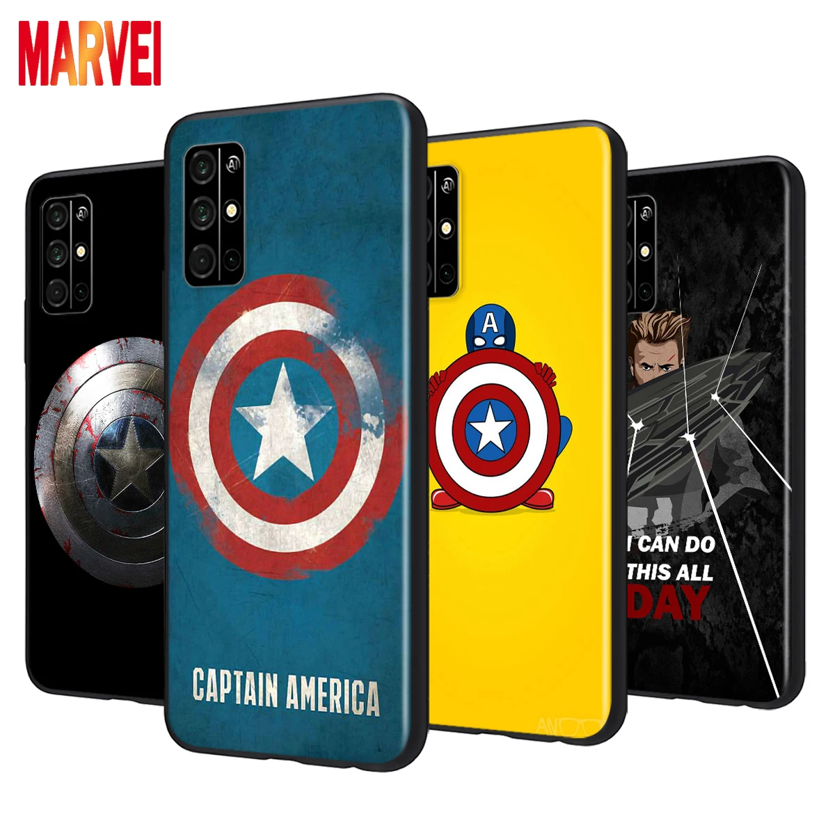 

Captain America Shield Soft TPU Cover For Huawei Honor 8S 8C 8X 8A 8 7S 7A 7C 7 Pro Prime RU MAX 2020 2019 Black Phone Case