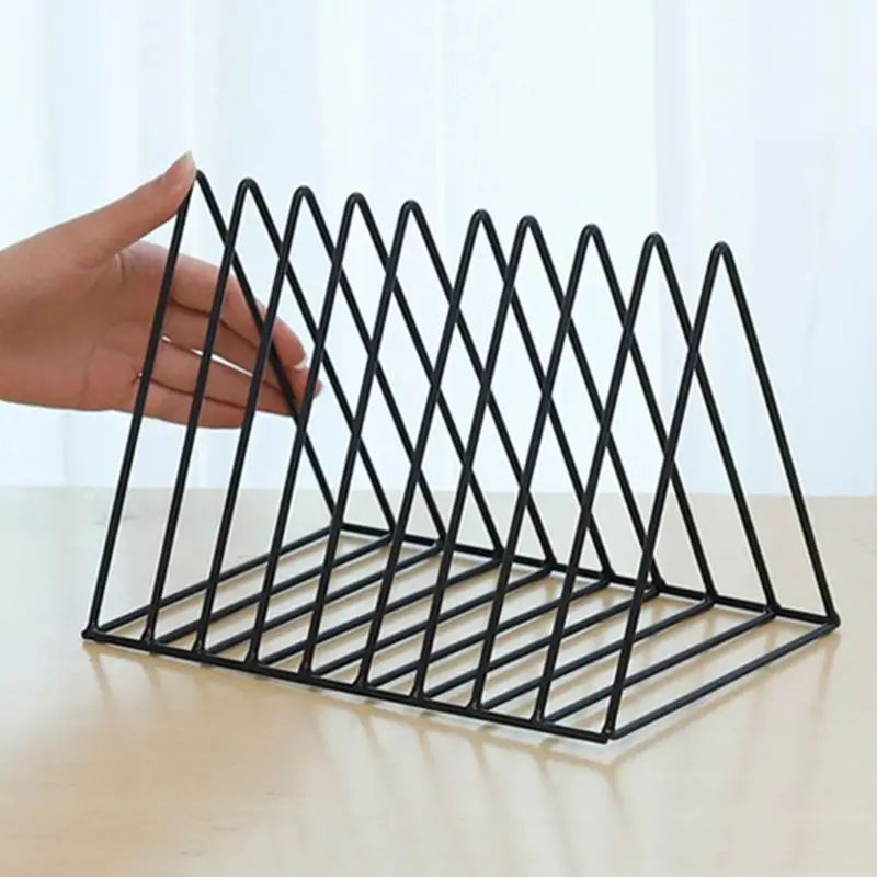 

Iron LP Record Rack Triangle Book Magzine Holder Desk Record Storage Organizer