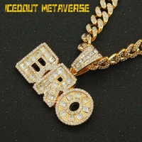 icedout metaverse full rhinestones letter pendant necklaces cuban link chain choker necklace jewelry accessories