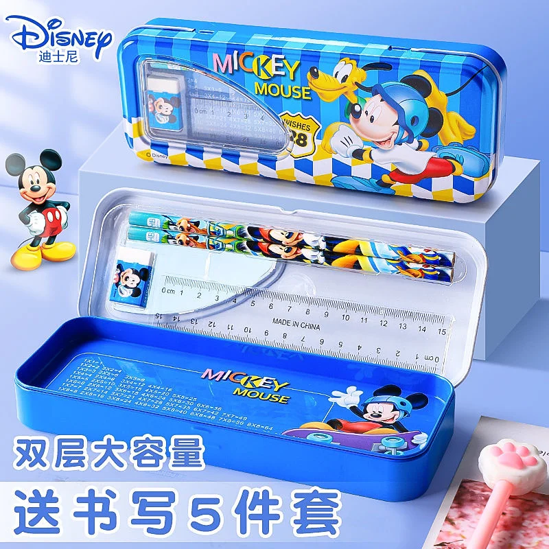 

Пенал Disney Aisha, железный ящик для мальчиков и девочек, для учеников начальной школы, двухслойная зеркальная коробка для