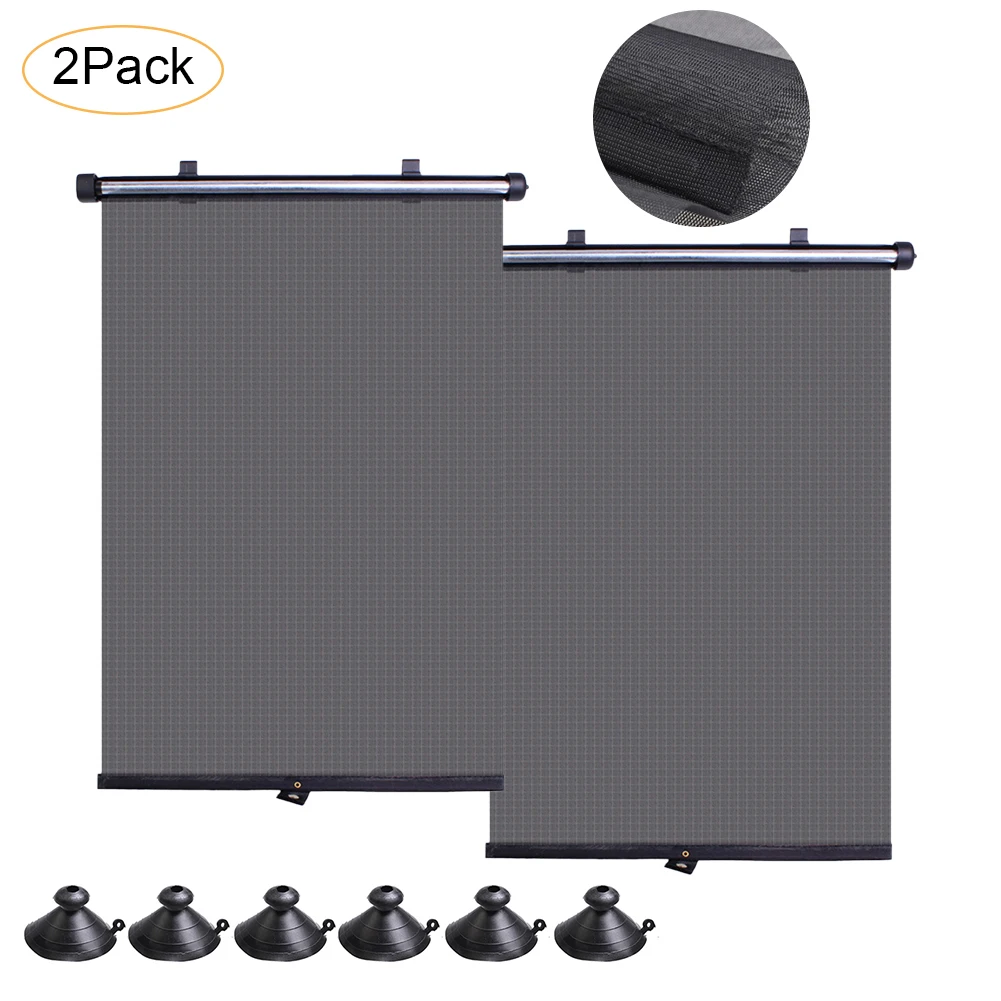 

2pcs Car Window Shade Automatic Retractable Windshield Sun Shade Cover For Cars Rooms Home Office Windows Car Interior Supplies
