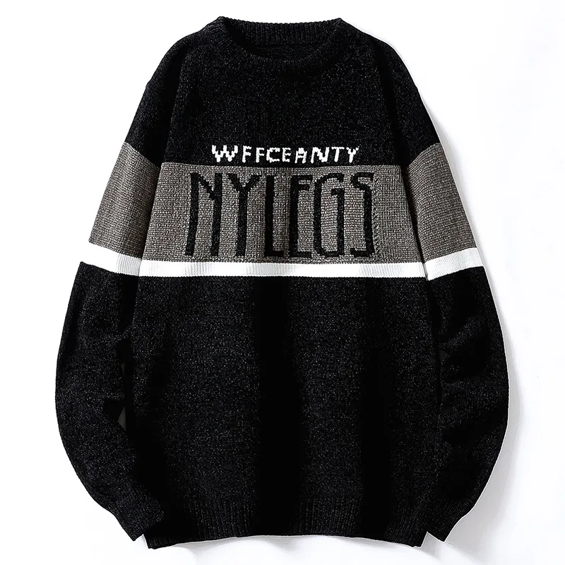 

Casual Knitwear Mens Sweaters Harajuku Anime O Neck Loose Tops Letterl Women Streetwear Pullover Sweaters Autumn Fashion 2021
