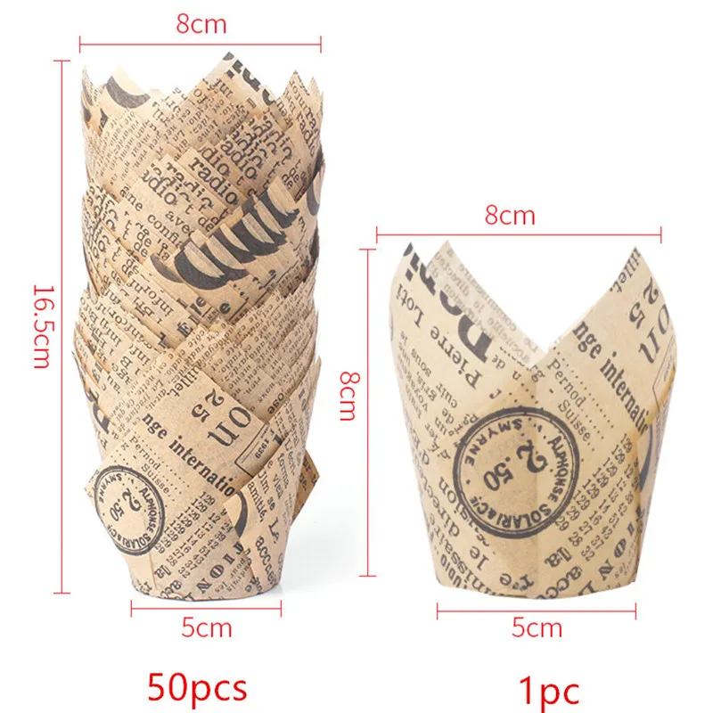 50 шт. подкладка для кексов в газете Подарочная коробка выпечки виде Луны торта