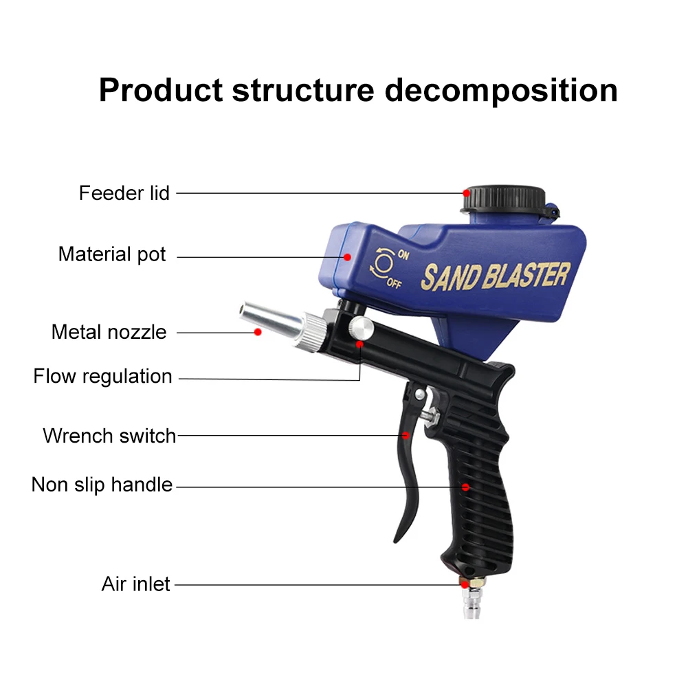 Портативный гравитационный Пескоструйный пистолет пневматическая
