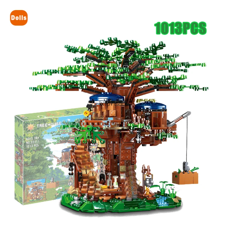 

In Stock 1013pcs New Tree House The Biggest Tree Model Building Blocks with Figures Bricks DIY Educational Toys for Children