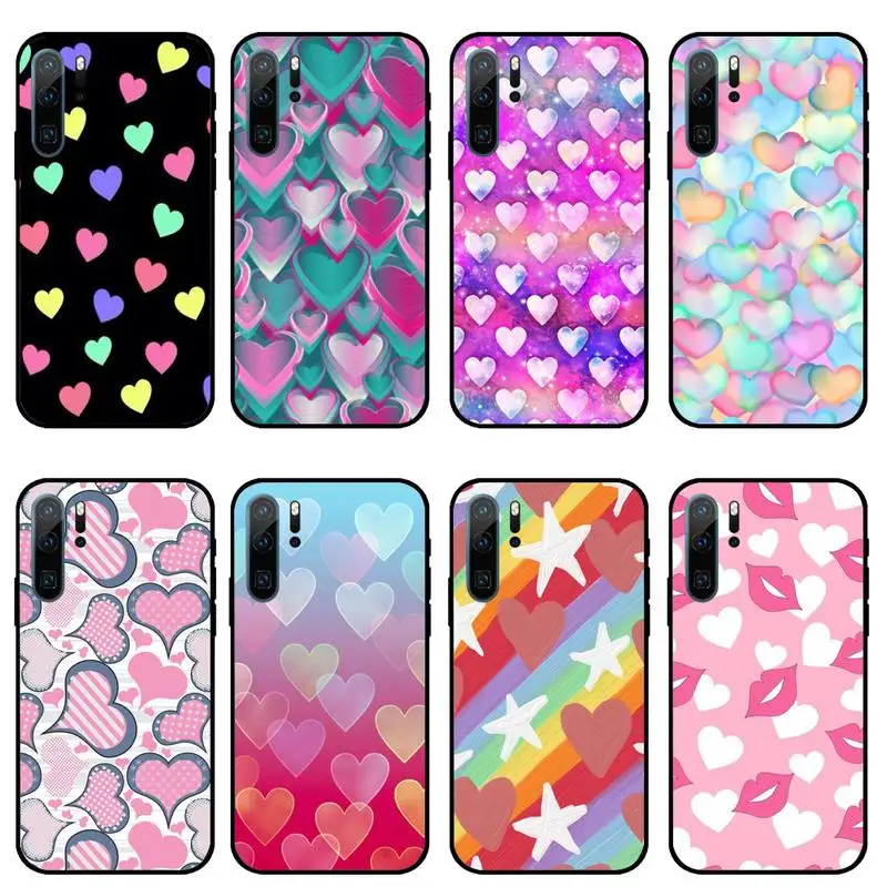 

Love color pattern heart-shaped Phone Case For Huawei honor Mate 10 20 30 40 i 9 8 pro x Lite P smart 2019 nova 5t
