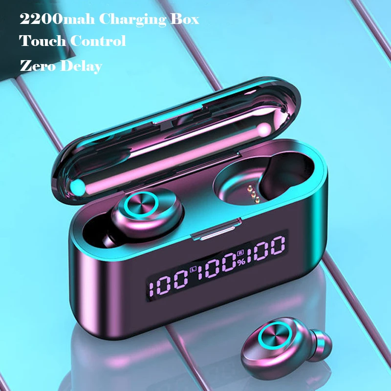 

Wireless Headphones TWS Bluetooth Earphones 2000mAh Charging Box Sports Waterproof Headsets HiFi Stereo Earbuds with Microphones