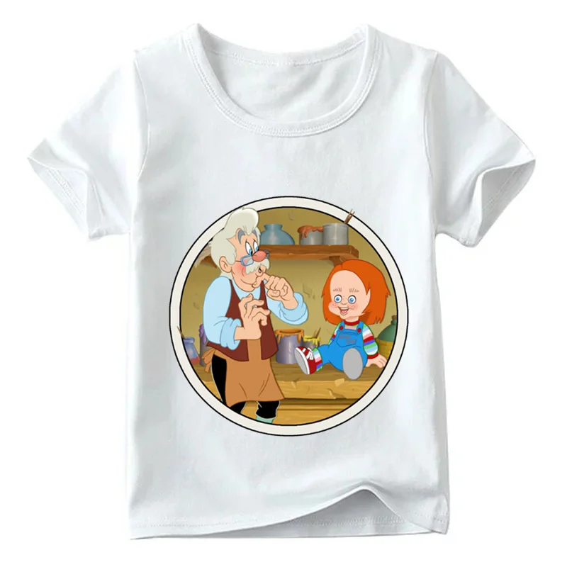 2019 Детская футболка с рисунком мультяшного рисунка Чаки дьявола летние белые