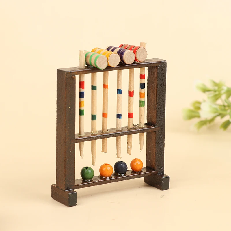 

2021 New 1:12 Dollhouse Miniature Wooden Croquet Game Set Doll House Sports Decoration Kids Play Toy Gift