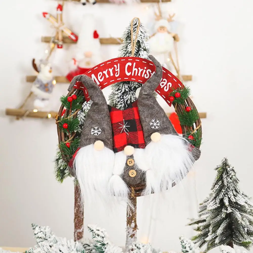 Рождественский кукольный венок 2020 ротанговый Декор для дома Рождественское