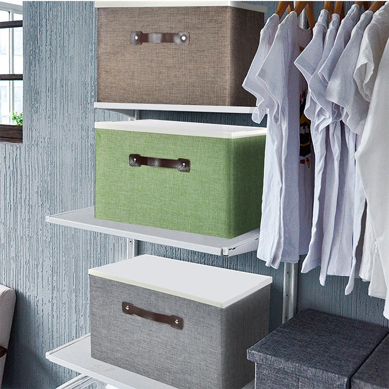 

Polyester Linen Storage Box Large Capacity Cotton Foldable Storage Box PP Plastic Cover Practical Home Storage Accessories