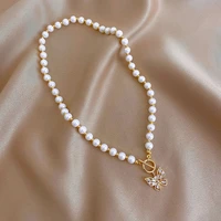 new fashion imitation pearl choker necklace sweet rhinestones crystal butterfly pendant necklace for women party jewelry gift