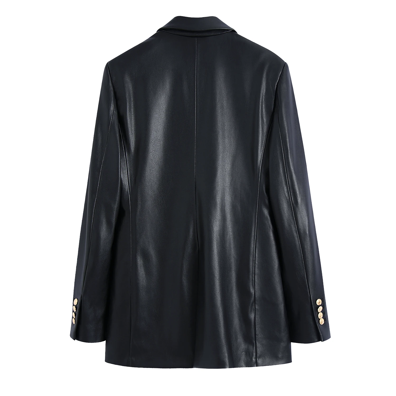 KEYANKETIAN ZA Black blazer women's faux leather jacket female button jacket autumn office business elegant female blazer