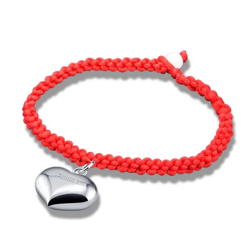 Женский браслет из серебра 925 пробы с Красной веревкой и черной | Украшения