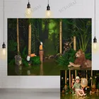Фон для фотосъемки с изображением животных в джунглях и леса