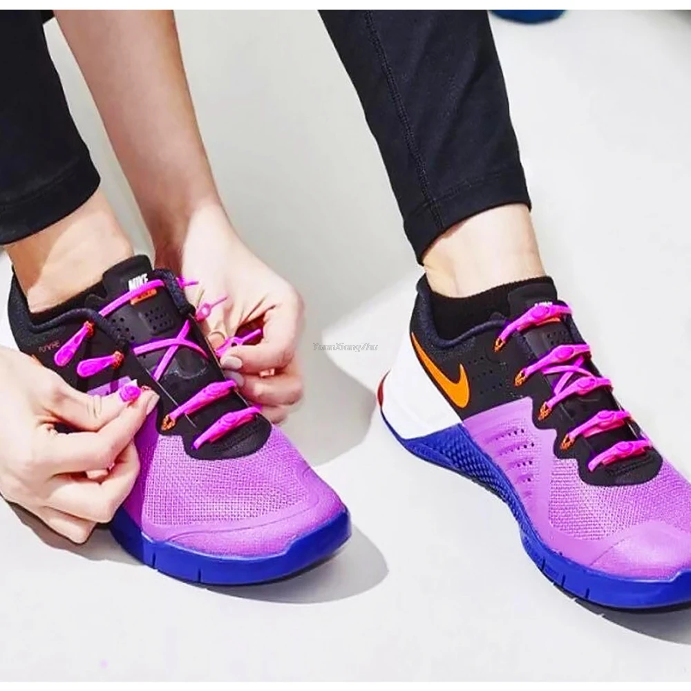 

12 шт./упак., силиконовые шнурки для обуви, круглые эластичные шнурки для обуви