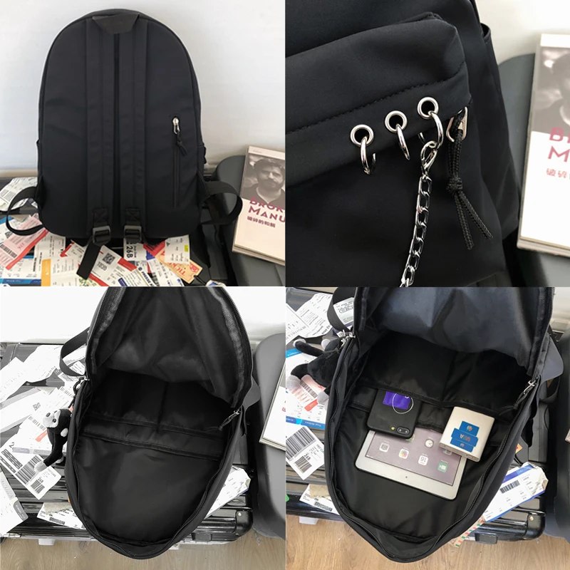 

JULYCCINO New Buckle Chain Women Backpack Female Fashion Reflective Student Schoolbag Teenage Girls College Backpack Boy Mochila