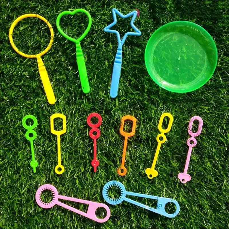 

12Pcs/Set Plastic Bubble Hoop Water Blowing Bubble Soap Tools Kids Outdoor Toys 24BE