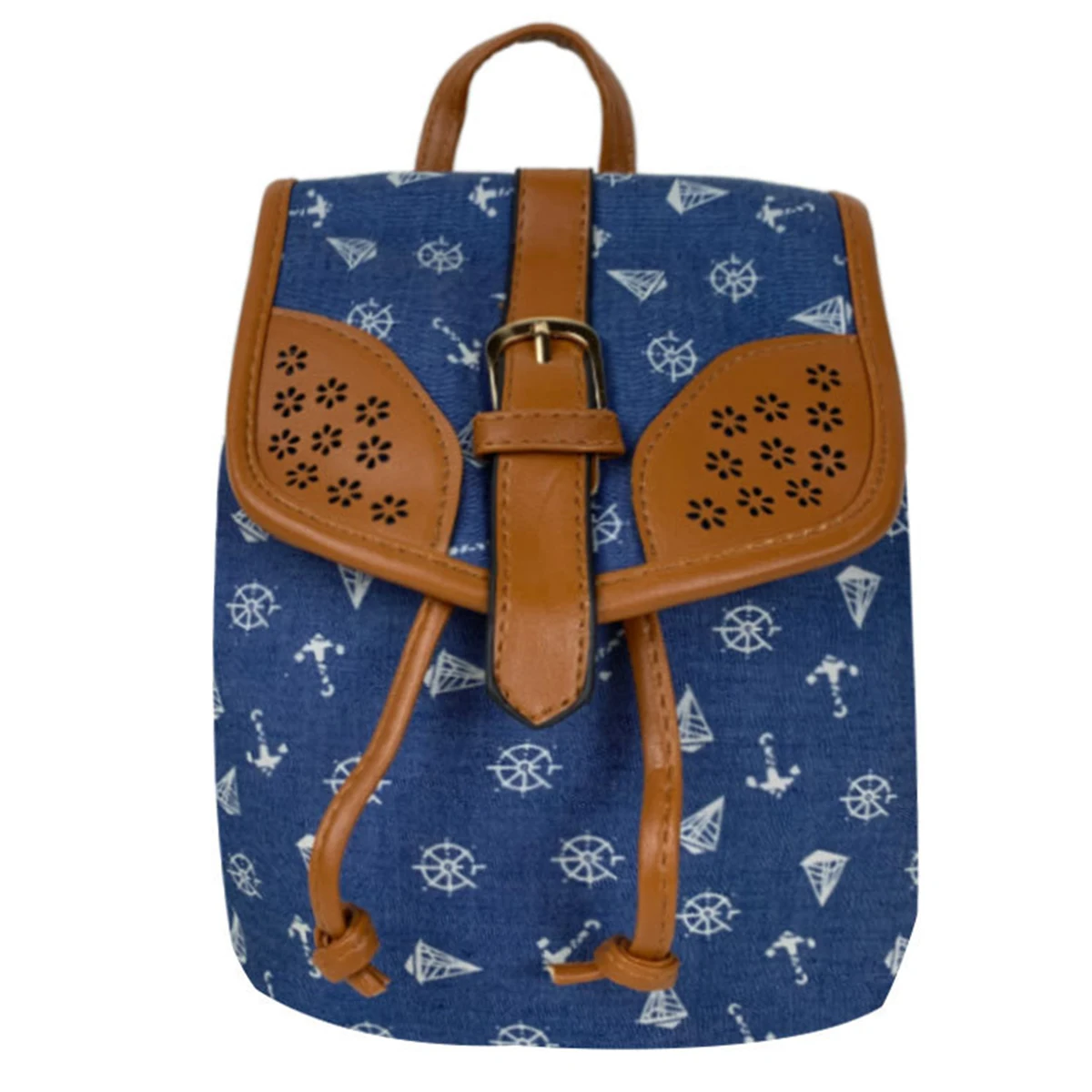 

Jastie Fashion Women Bags Denim Blue Hollow Stitching Backpack Pattern Bag Bohemian Shoulder Cross Bag
