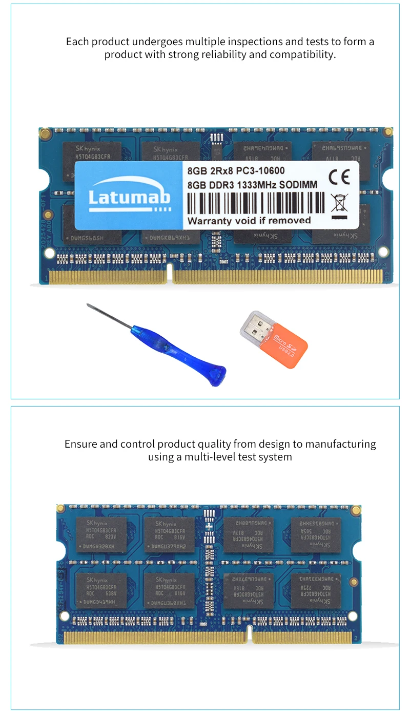 Latumab 8 Гб 16 Гб DDR3 1333 МГц PC3 10600 память для ноутбука So-DIMM Память RAM 204 шпильки 1,5 в ноутбук ПК модуль памяти ram