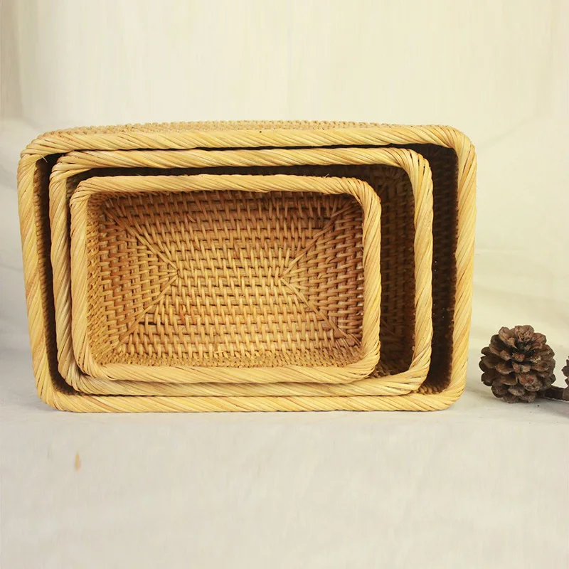 Плетеная вручную корзина из ротанга коробка для хранения корзины организации