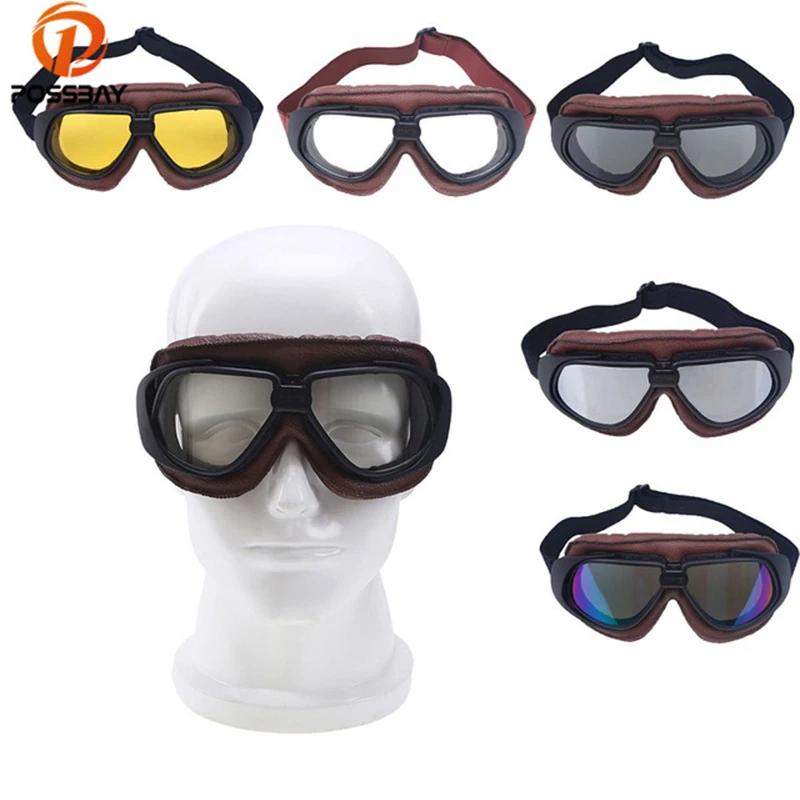 Очки POSSBAY с цветными линзами для мотокросса винтажные байкерские очки-авиаторы