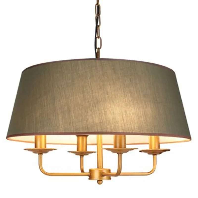 Фото Винтажная американская лампа E14 светодиодная люстра с абажуром из меди и железа