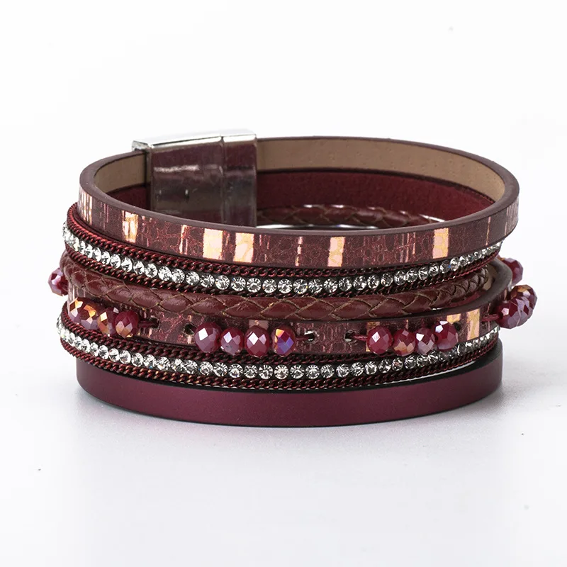 Новинка 2020 модный кожаный браслет для женщин многослойный женский с магнитной