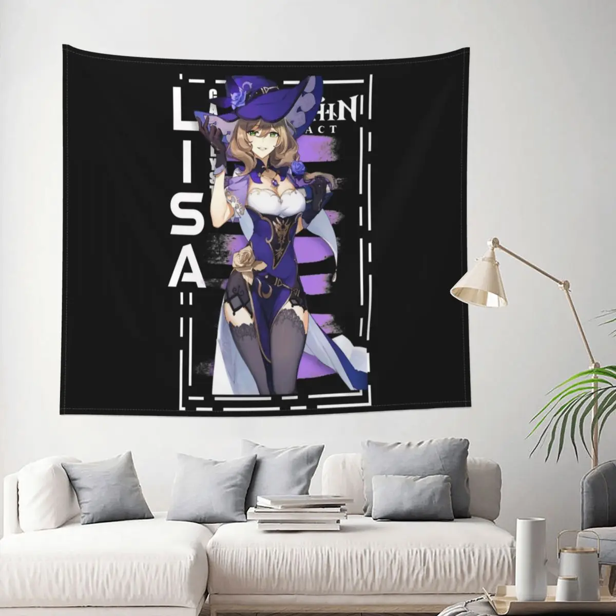 

Lisa Genshin Impact Tapestry Anime Game Decoration Wall Room Home Decor Hanging Bedroom Kawaii Cartom Fashion