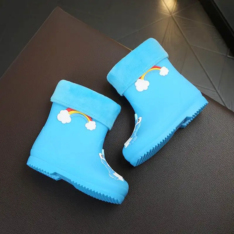 

Kids Rain Boots Children Cartoon Unicorn Shoes Waterproof For Girls Rubber Boys Baby anti-slip Warm Removable