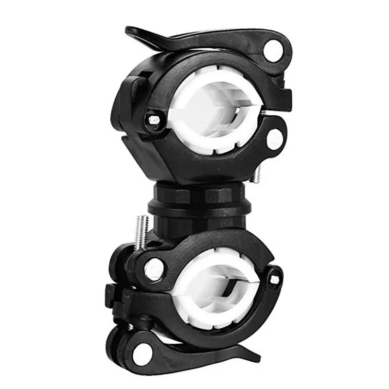 Black with white Держатель фонарика Крепление для фонаря 360 Вращение велосипеда фонарик кронштейн для фонарика светодиодный головной передний держатель света зажим аксессуары для велосипеда - Цвет: Black with white