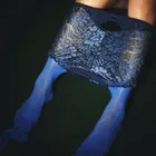 Сексуальное мужское кружевное нижнее белье 2 в 1, Чулки с выпуклым мешочком U размера плюс, перчатки с открытым закрытым рукавом, блестящие сексуальные обтягивающие чулки 16